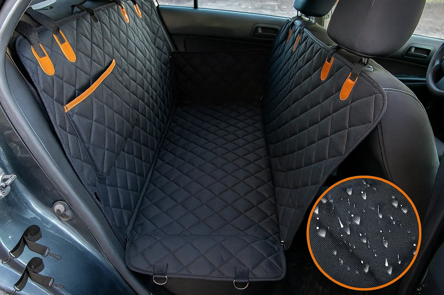 Waterproof Car Dog Hammock with Safety Straps and Storage Pocket Puppy Whippd