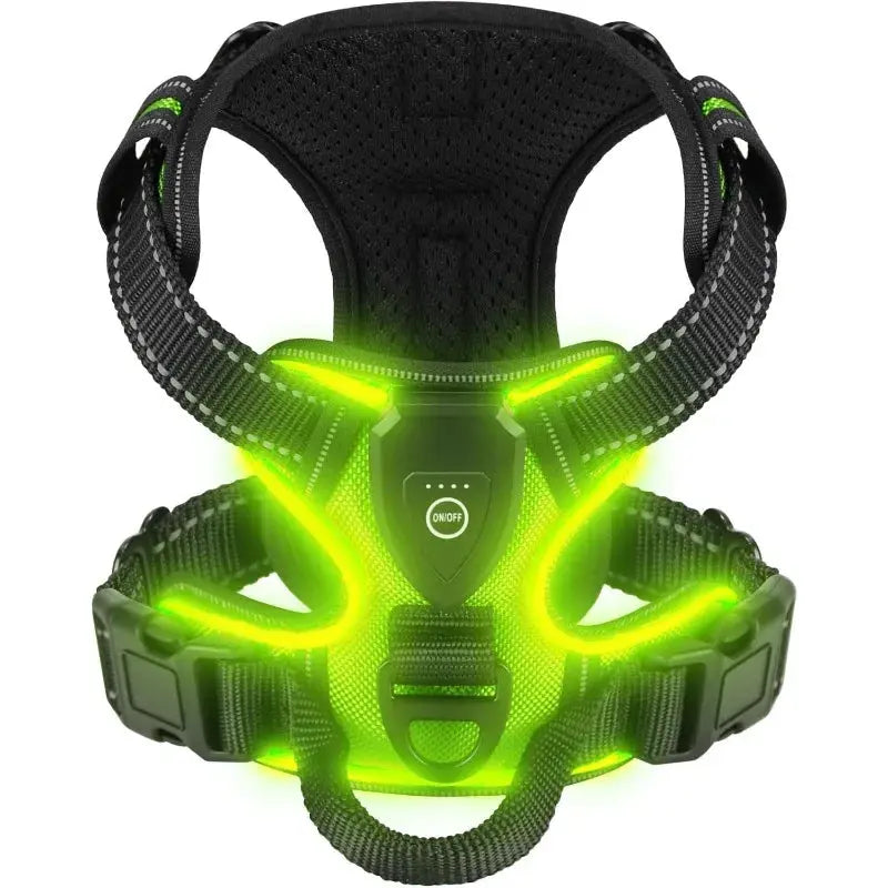 Rechargeable LED Light-Up Dog Harness for Night Walk Safety Puppy Whippd