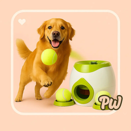 Dog using smart ball launcher outdoors during operant conditioning training puppywhippd